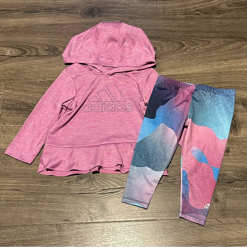 Adidas Hooded Shirt & Leggings Set Baby Girl 9 Months